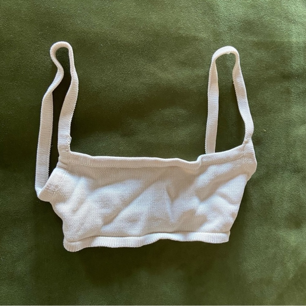 White Knit Cropped Tank Top Bralette